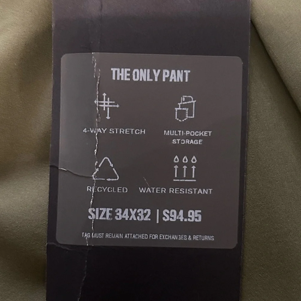 Fabletics / The Only Pant size 34” waist 32” inseam Olive Green